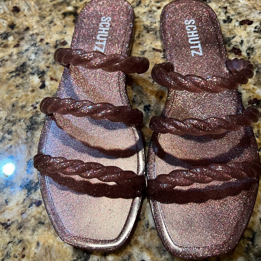 Ladies glitter jelly sandals